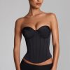 Lace-Up Corset Top in Black