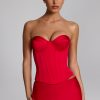 Lace-Up Corset Top in Fire Red