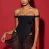 Off-Shoulder Layered Mini Dress in Black