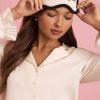 Ruffle-Trim Embroidered Eye Mask in Ivory