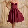 Strapless Corset Midi Dress in Wine Red