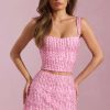 Embellished Low-Rise Mini Skirt in Pink