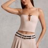 Cut-Top Camisole Top in Mushroom
