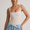 Modal Square-Neck Bodysuit in Pink Yellow Stripe