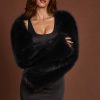Faux Fur Tie-up Sleeves in Black