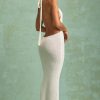 Bouclé Halterneck Maxi Dress in White