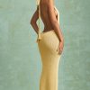 Bouclé Halterneck Maxi Dress in Yellow