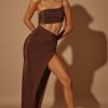 One Shoulder Cut Out Maxi Dress in Brown