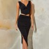 Ruched Maxi Skirt in Black