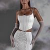 Lace Up Mini Skirt in White