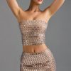 Embellished Low-Rise Micro Mini Skirt in Almond