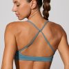 Multiway Twist Front Sports Bra in Stone Blue