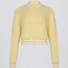 Button-Up Cropped Knit Cardigan in Soft Yellow
