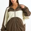 Water-Repellent Colourblock Track Jacket in Espresso