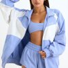 Water-Repellent Colourblock Track Jacket in Lavender Blue
