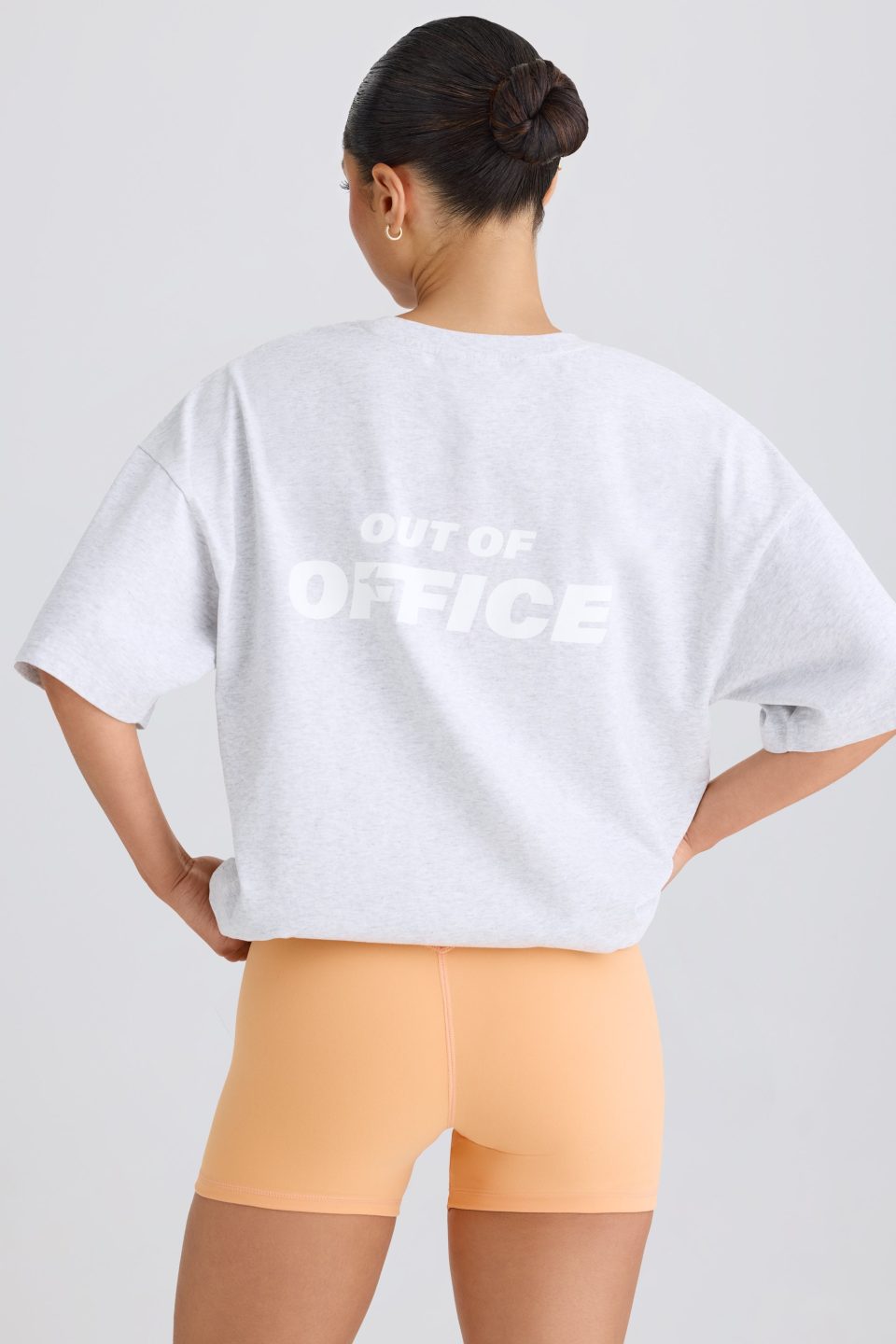 Soft Cotton Jersey Oversized T-Shirt in Grey Marl