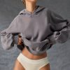 Brushed Cotton Jersey Oversized Hoodie in Washed Charcoal