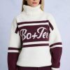 Knit Turtleneck Oversized Jumper in Burgundy