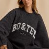 Ribbed Knit Oversized Jumper in Charcoal Marl