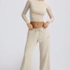 Low-Rise Wide-Leg Joggers in Bone