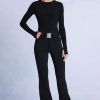 Waterproof Belted Ski Salopettes in Black