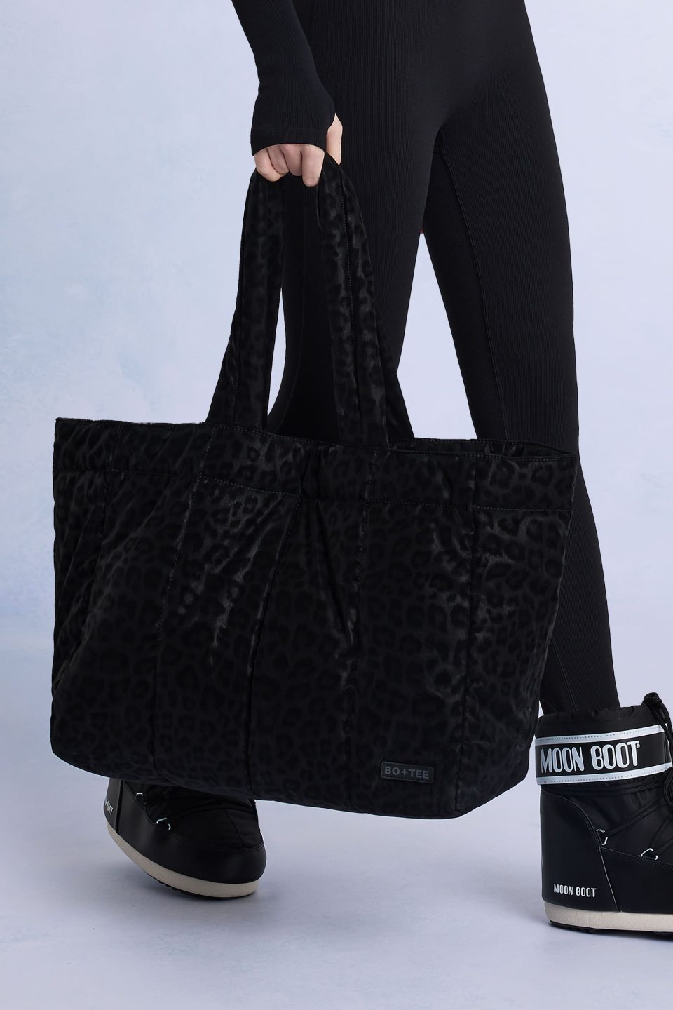 Waterproof Puffer Tote Bag in Black