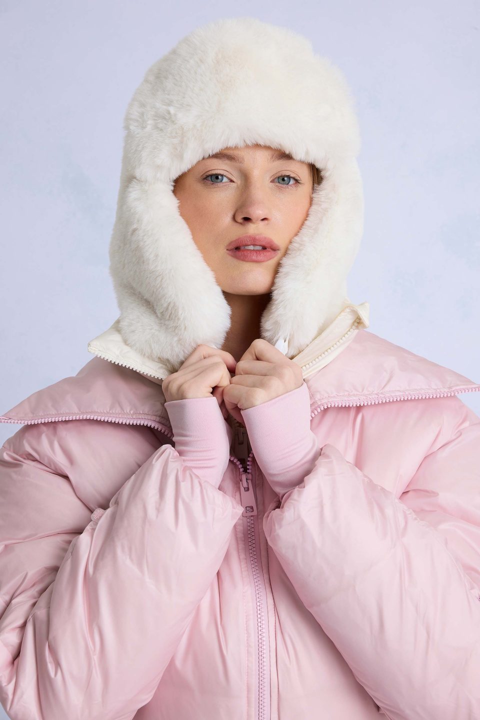 Faux-Fur Trapper Hat in Ice