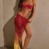 Ruched Midi Sarong in Yellow Multi