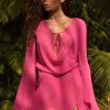 Cowl-Neck Mini Dress in Fuchsia Pink