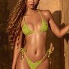 Charm-Detail Triangle Bikini Top in Olive Green