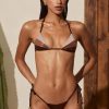 Panelled Bikini Bra in Bronze Gold