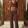 Mid-Rise Flared Trousers in Bronze